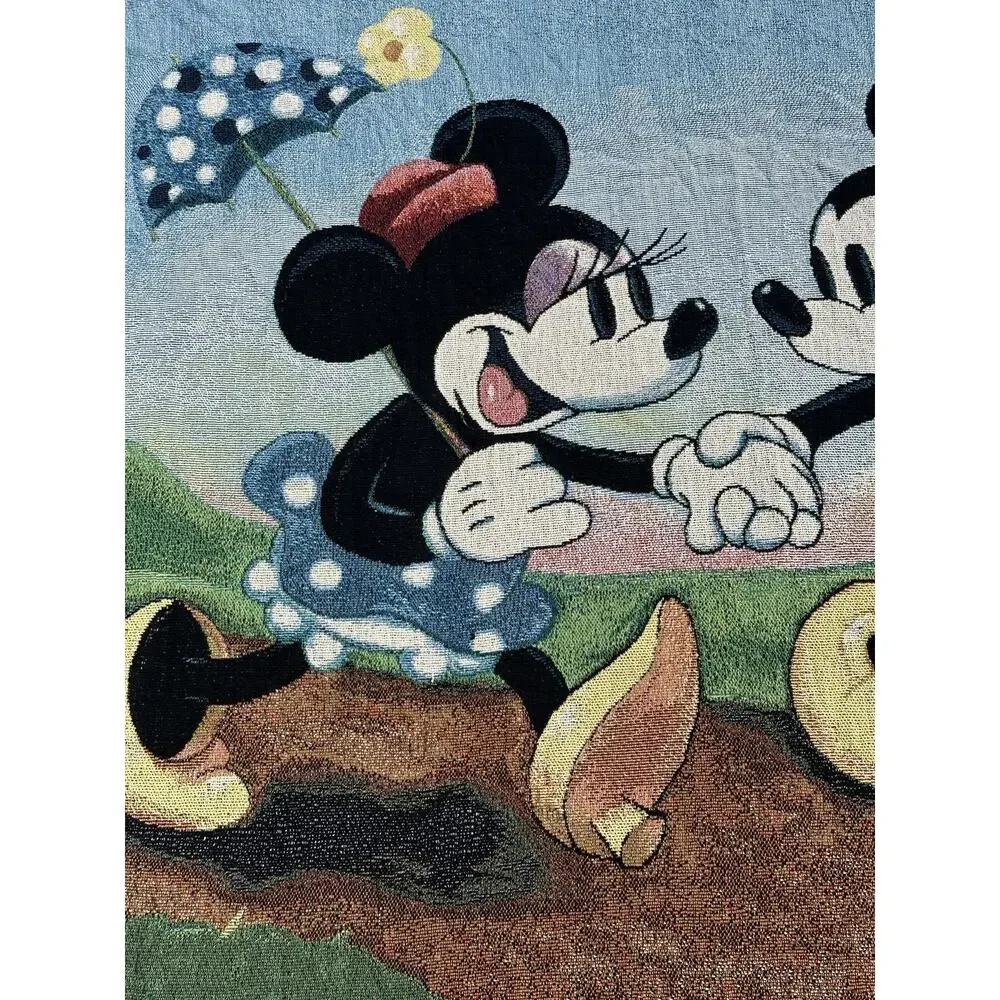 Mickey & Minnie Mouse Blanket Afghan Tapestry Throw Walt Disney World